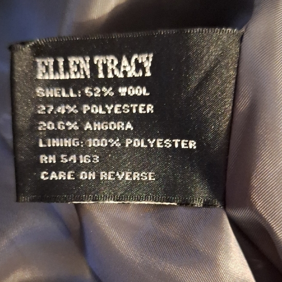 Wool Angora Pea Coat, Grey, Ellen Tracy Sz 4, NWOT - Picture 13 of 16